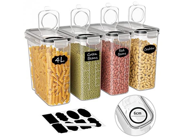 Withosent 4L Vorratsdosen Luftdicht 4er Set, Aufbewahrungsbox Küche mit Deckel